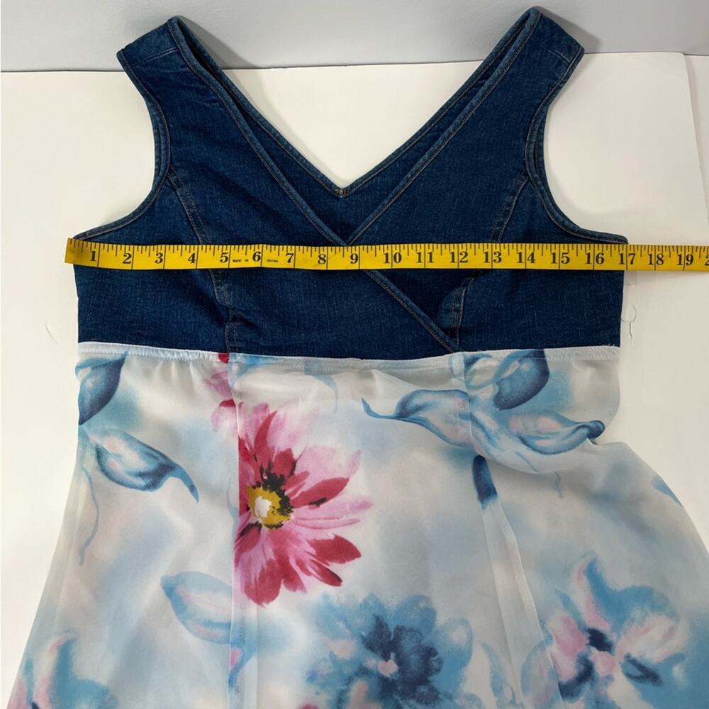 Vintage Forenza Denim Floral Y2K Top 8 Artsy Statement Festival - Picture 7 of 10